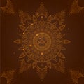 Chakra Manipura on a Dark Brown Background. Vector