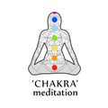 Chakra meditation with respective colors Royalty Free Stock Photo