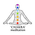 Chakra meditation with respective colors Royalty Free Stock Photo