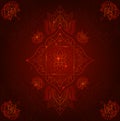 Chakra Muladhara on a Dark Red Background. Vector