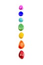 Chakra stones, crystals in a row Royalty Free Stock Photo