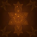 Chakra Svadhisthana on a Dark Brown Background. Vector Royalty Free Stock Photo