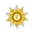 Chakra Symbols, Solar Plexus Chakra - MANIPURA - Strength, Personality, Power, Determination - `I DO` Royalty Free Stock Photo