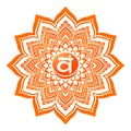 Chakra vector illustration. Sacral chakra symbol. For logo yoga healing meditation. Beautiful outline mandala. Ethnic