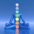 Chakras blue meditation - 3D render