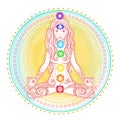 Chakras concept mandala woman