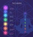 Chakras energy lotus pose human vector set