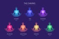 Chakras energy lotus pose human vector set