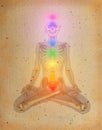 Chakras over a human body Royalty Free Stock Photo