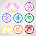 Chakras Set and Lotus Royalty Free Stock Photo