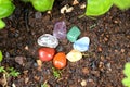 Chakras Stones to Heal stands on the earth to renovate energies Royalty Free Stock Photo