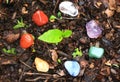 Chakras Stones to Heal stands on the earth to renovate energies Royalty Free Stock Photo