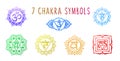 Chakras symbol coloring vector illustration. For logo yoga healing, mandala, meditation, kundalini