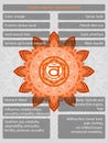Chakras symbols with description of meanings infographic Royalty Free Stock Photo