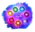 Chakras on ultraviolet outer space background