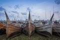 Lots of fishing boats on waiting. Royalty Free Stock Photo