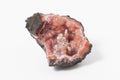 Mineral Chalcedony red ore with small quartz crystal formations.