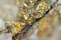 Chalcopyrite Copper iron sulfide mineral Macro. Royalty Free Stock Photo