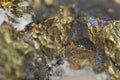 Chalcopyrite Copper iron sulfide mineral Macro. Royalty Free Stock Photo