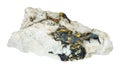 Chalcopyrite crystals in rough quartz isolated