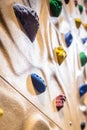 Chalenging climbing wall activity indoor nobody close up Royalty Free Stock Photo