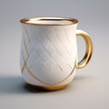 3d Gold And White Coffee Mug With Rich Texture And Aggressive Quilting