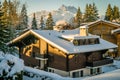 Chalet covered with snow