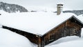 Chalet covered with snow in Villars-sur-Ollon in Switzerland, zoom in