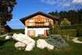 Chalet With Flowers and Wood Royalty Free Stock Photo