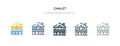 Chalet icon in different style vector illustration. two colored and black chalet vector icons designed in filled, outline, line