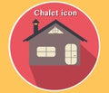 Chalet icon vector illustration. Flat design with 3D look. Camping, hotel, house, cottage.