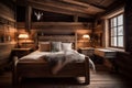 Chalet interior wooden style cabin. Generate Ai