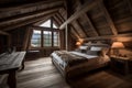 Chalet interior wooden style. Generate Ai