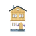 Chalet. Swiss cottage. Alpine house. Flat, cartoon, vector