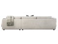 Chalet three-seat white velvet upholstery sofa with pillows and pelts. 3d render