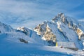 Chalet during winter at Balea Lake in the Fagaras mountains, Romania Royalty Free Stock Photo