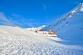 Chalet during winter at Balea Lake in the Fagaras mountains, Romania Royalty Free Stock Photo