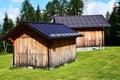 Chalets in Dolomiti mountains, forest in Cadore, in Dolomiti region, noth Italy Royalty Free Stock Photo