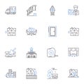 Chalets line icons collection. Cozy, Rustic, Escape, Serene, Secluded, Mountainside, Retreat vector and linear