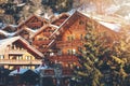 Chalets at Meribel ski resort in Alps, France