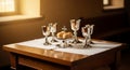 Chalice and Bread on Table Royalty Free Stock Photo