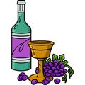 Chalice and Oil Decanter Cartoon Colored Clipart Royalty Free Stock Photo