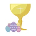 Chalice sacred with eggs of easter