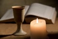 Chalice of wine and bible Royalty Free Stock Photo