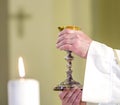 Chalice with wine, blood of christ, ready for the communion of the faithful