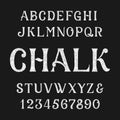 Chalk alphabet vector font. Hand drawn letters and numbers.