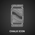 Chalk Beer can icon isolated on black background. Vector