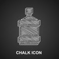 Chalk Big bottle with clean water icon isolated on black background. Plastic container for the cooler. Vector