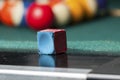 Chalk block on biliard table