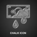 Chalk Bloody money icon isolated on black background. Vector